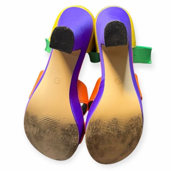BOUTIQUE Women’s Multicolor Neon Colorblock Platform Ankle Strap Heels Size 41 - Picture 6 of 6